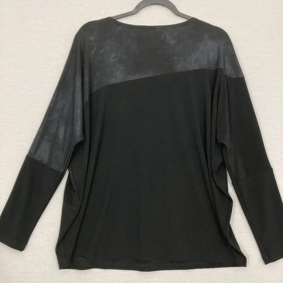 Sympli Black Two Tone Crew Neck Button Detail Stretch Pullover Top size 8 - Picture 7 of 9